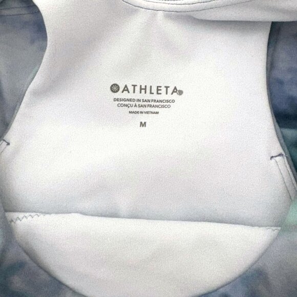 NWT Athleta Conscious Crop Tank Bra M Turquoise Blue Watercolor Longline NEW - Picture 4 of 4